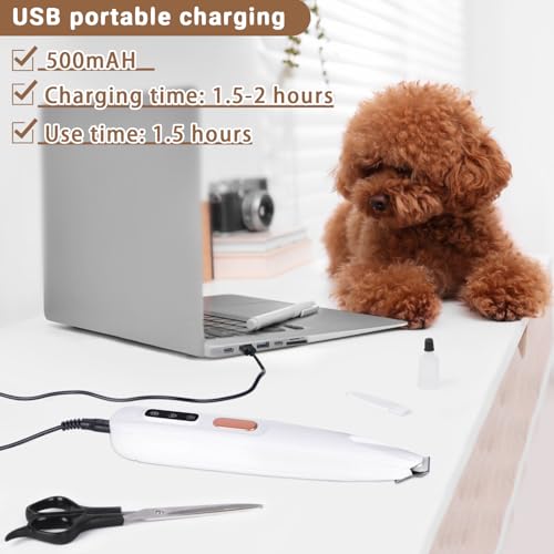 Hundeschermaschine,Pfotentrimmer für Hunde,Pfotentrimmer Mit LED-Licht,paw trim pro Hunde Haarschneidemaschine,Superleise, Elektrische Für Hunde Katzen,Pfoten, Augen,Ohren,Gesicht, Körper – Bild 5