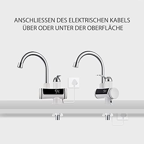 HOGART Elektrische Wasserhahn mit Durchlauferhitzer 230v für Küche, Garten, Bad, Wohwagen, Camping, Smart Heater, Armatur mit Sofortiger Warmwasserbereiter, Warmwasserhahn, Küchenarmatur, Wasserboiler