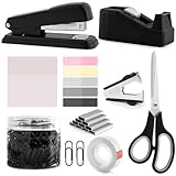 Black Office Supplies for Kids, Black Desk Accessories, Stapler and Tape Dispenser Set for Kids, Women, Office Gift for Women, Boss Lady, Office Lady, Coworkers, Office Clerks, School Kids