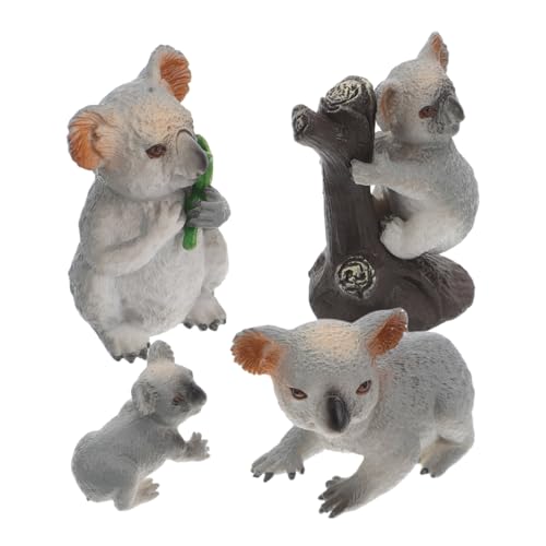 Mikikit 4 pezzi Koala Decorazioni Torta Realistiche Modellini Animali Famiglia Koala per Feste Compleanno e Giardino delle Fate Miniature Lifelike per Artigianato Terrario DIY