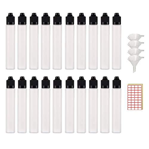 Frasco gotero plástico 20 unidades 60 ml rellenable vacía plástico recipiente líquido ocular plegable con tapón de rosca, tapas y puntas blancas para niños Cover