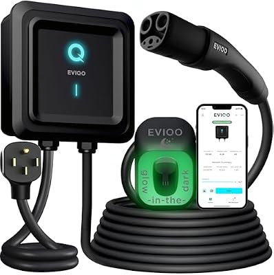 EVIQO NACS Charger for Tesla 40 Amp 240V Plug-in Level 2 EV Charger w NEMA 14-50 Plug, Wall EV Charger Level 2, 25ft Cable, WiFi (2.4 GHz) Smart App Weatherproof Outdoor (IP66,NEMA 4) UL ETL Certified