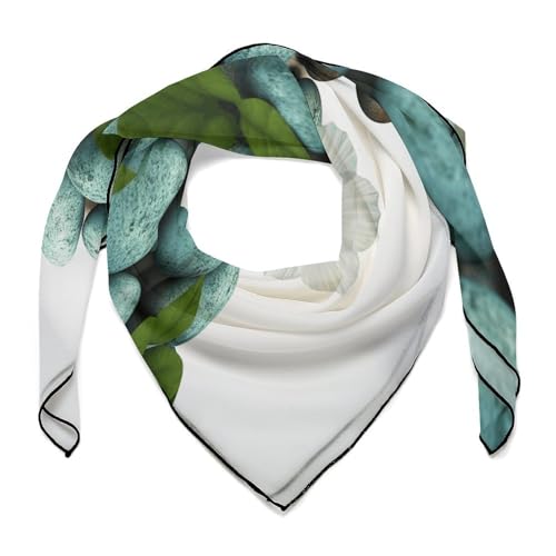 Cobblestone Zen Flowers Head Scarf for Women, 27 Inches Square Scarf, Stylish Exquisite Kerchief for Gift (Individually Packaged)