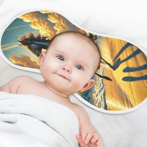 Horse Beach Golden Baby Burp Cloths Cotton Burp Clothes Absorbent Muslin Burp Cloths Soft Burp Cloth Burp Rags for Girl Unisex Boy Newborn 1 Pack 22x11 Inches4
