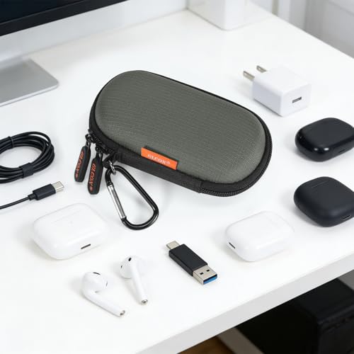 Image of Ultra-Hard Small Carrying Case for Wired Earbuds, MP3 Player, Heart Monitor, USB Cable, Flash Drive - Portable Mini IEM Case Universal Pouch Bag for In Ear Monitor, Airpods, Galaxy Buds, Earpods, iPod