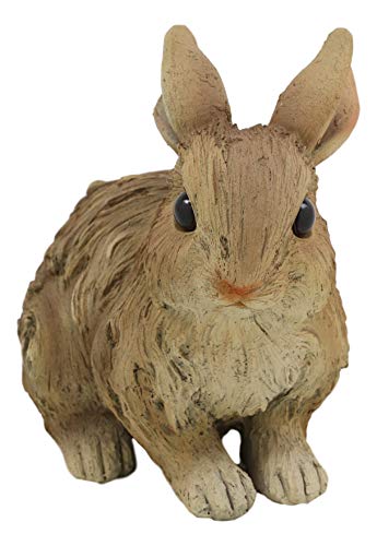 Ebros Realistic Faux Driftwood Finish Design Crouching Bunny Rabbit Resin Statue 5.5" Tall Animal Rabbits Fairy Tale Nursery Rhymes Decor Figurine Rustic Outdoors Western Decorative Sculpture #TOP1