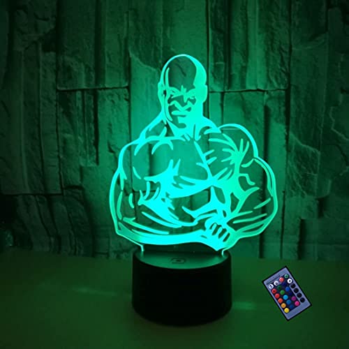 Illusion Optique 3D Musculation Nuit Lampe 16 Couleurs Changeantes Puissance USB Télécommande Contact Switch Lampe Décorative LED Lampe de Table Anniversaire Noël Cadeau Enfants Jouets