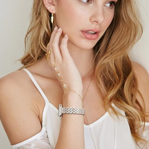 V.R.HOPE Slim Metal Strap Compatible with Apple Watch Straps 40mm 42mm 41mm 38mm Women, Luxury Business Stainless steel Strap for iWatch SE Series 11 10 9 8 7 6 5 4 3 2 1 - Starlight - Image 3