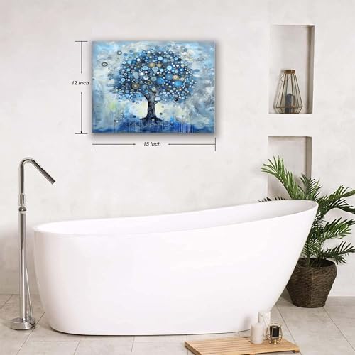 ketilly Blue Tree of Life Canvas Wall Art Print for Bathroom, Living Room, Kitchen Abstract Wall Decor for Bedroom, Office 15x12 Inches Unframe - Image 6