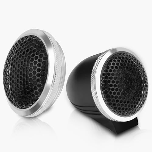 Upgraded 1-Inch Car Tweeters – 240W Neodymium Silk Dome High-Frequency Super Tweeters with Built-in Crossover & Bass Blocker – 4-Ohm, Flush/Surface Mount Kit for Crisp Highs – Easy Instal silvery