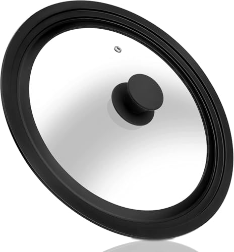 غطاء عالمي للأواني والمقالي - غطاء من الزجاج المقوى مع حافة ...