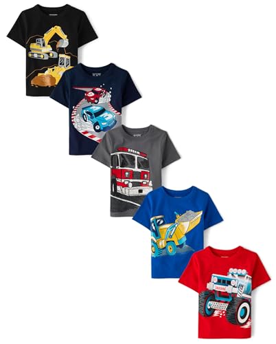 The Children's Place,Baby-Boys,and Toddler Vehicle Short Sleeve Graphic T-Shirts,multipacks,Big Vehicles 5-Pack,18-24 Months