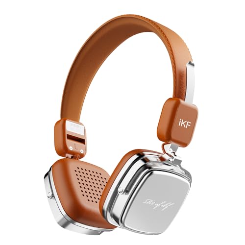 iKF R2 Retro Wireless Headphones, Bluetooth On-Ear Wired Headset, Foldable Design, Pure Bass, 60H Playtime, Bluetooth V5.4, Lightweight and Comfortable, Custom EQ, Multipoint Connection (Brown)