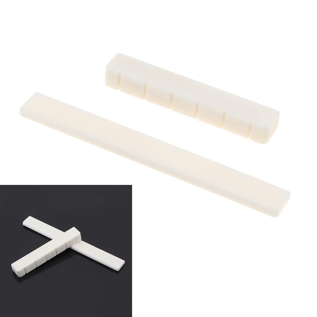 Sillet Chevalet Guitare SG Store 3 Sillets Guitare Classique En Os - Chevalet 52x6x9mm Pour Guitares 6 Cordes Acoustiques Sillet Guitare Os