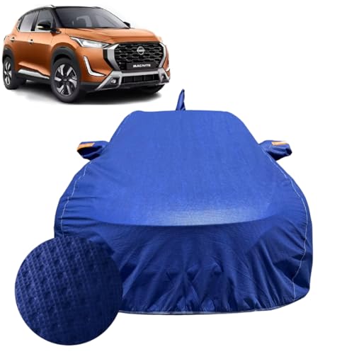 Image of Car Cover for Nissan Magnite (2020-2026) | 100% Waterproof Cover with Antenna & Reflective Mirror Pockets | Dustproof, Scratchproof, Heatproof Magnite Car Cover |Soft Cotton Lining| Blue