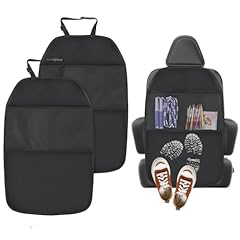 AiQInu 2 Pezzi Protezione Sedili Auto, Proteggi Sedile Auto Bambini, Impermeabile Antisporco Organizer Sedile Auto Bambini per Bambini Cani Gatti(Nero)