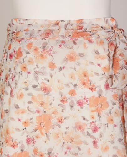 ThCreasa Womens Boho Floral Print High Waisted Wrap Skirts Ruffle Hem Tie Knot Summer Chiffon Flowy Midi Skirts4