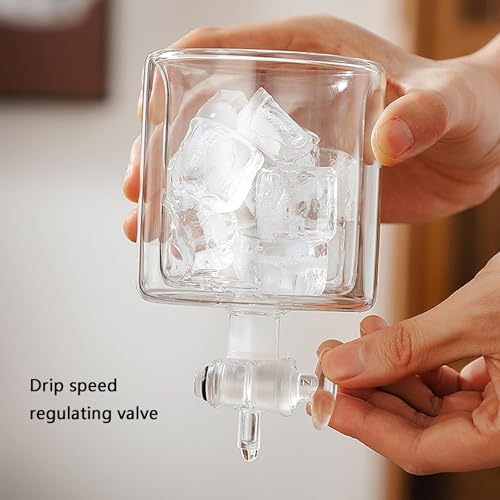 Cold Brew Drip Tower with Adjustable Water Flow,Premium Cold Brew Drip Tower - Adjustable Slow Drip Coffee Maker, 400ml Glass Pot, Portable Ice Drip Machine for Smooth, Rich Cold Brew Coffee