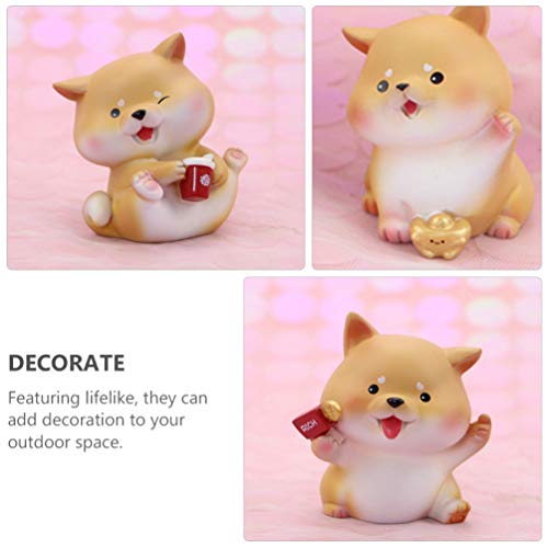 Amosfun Estatueta Shiba Inu de 4 peças de brinquedo de escultura para animal de estimação, retrato d