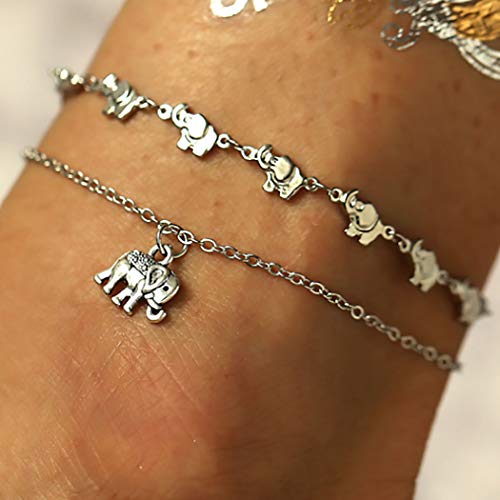 Awanka Boho Ankle Bracelet Elephant Ankle Chain Simple Beach Anklet Silver Ankle Jewelry for Women and Girls