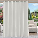 Anjee Outdoor Curtains Waterproof for Patio Grommet Extra Width Light Blocking Thermal Insulated Large Large Blackout Drapes for Front Porch Sliding Door, 100 x 95 inches Greyish White 1 Panel