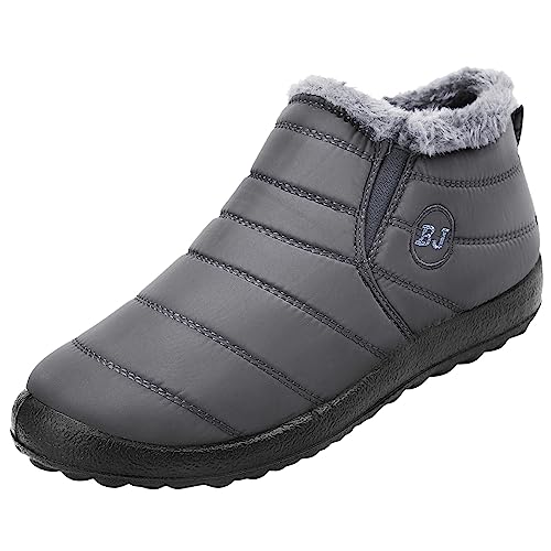 L-RUN Womens Ankle Snow Boots Outdoor Walking Boots Waterproof Grey Women_11