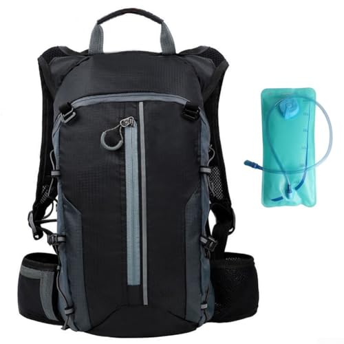 Honseadek Mochila de hidratación ultraligera con depósito de agua de 3 litros para ciclismo, correr y deportes al aire libre, diseño de seguridad reflectante, capacidad de 10 L y transpirable (negro)