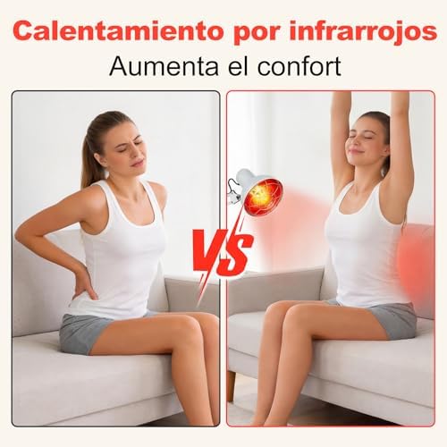 Cozion Lámpara de mesa de luz roja de 150 W, controlador para banda de luz roja con función de calor, 10 niveles de intensidad luminosa y temporizador de 5 a 60 minutos, lámpara para uso doméstico