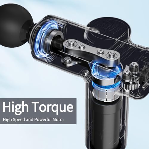 Image of LEERCON Massage Gun Deep Tissue,Small Travel Percussion Massage Gun with 4 Massage Heads 6 Speeds for Relieving Muscle Soreness for Office Gifts（Blue）