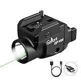 1500 Lumens Aircraft-Grade Aluminum Compact Pistol Flashlight, Picatinny Flashlights Laser Weapon Light, Subcompact Tactical Pistol Lights,Green Laser Light Combo For Handgun, Rechargeable Gun Laser