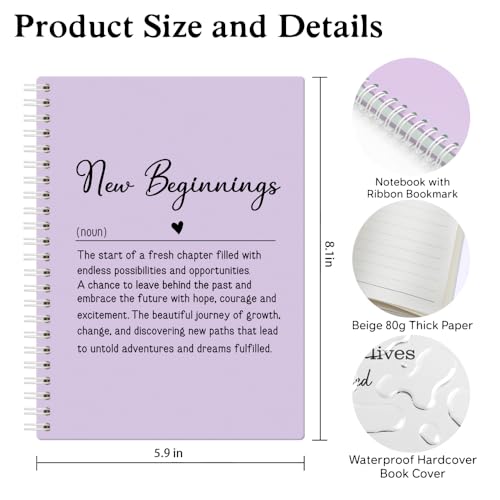 Carnet à spirale violet New Beginnings cahier notes cadeaux enseignants