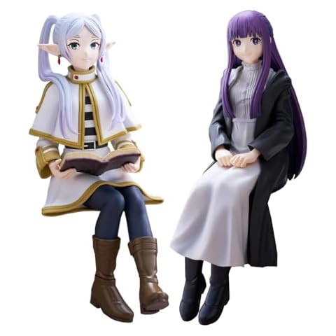 LUNK 2pcs Frieren Figure Fern Anime Noodle Stopper Figure PVC Cartoon Statue Model Desktop Decorate Ornaments Cover