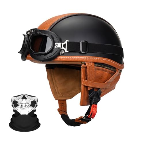 Casque jet vintage en cuir idéal pour vos balades urbaines en scooter et cruiser