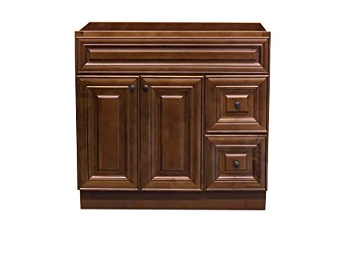 Green Leaf New Maple Walnut Single-Sink Bathroom Vanity Base Cabinet 36" Wide X 21" Deep Mw -V3621D #TOP6