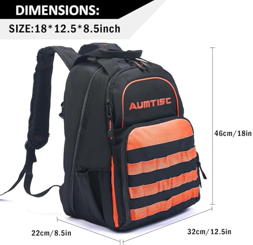 AUMTISC Werkzeugrucksack Werkzeugtasche Hochleistungs-werkzeug rucksack mit Mehrzwecktasche Industrie- und Bauarbeitsrucksack – Ansicht 2