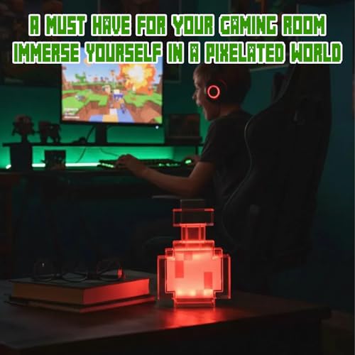 Lampe en forme de bouteille de potion pixel pour rassurer la nuit