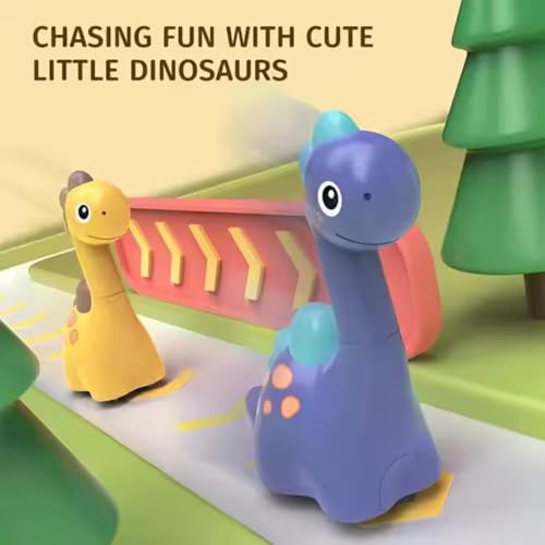 Image of Crackles Press & Go Dinosaur Toy with Twistable Head - Cute Cartoon Push and Go Dino Car for Babies & Toddlers - Friction Powered Animal Mini Toy - Multicolor - Pack of 2