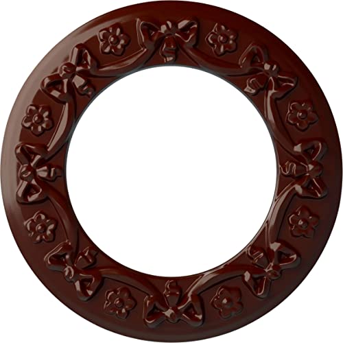 Ekena Millwork Ribbon with Bow Ceiling Medallion, Brushed Mahogany