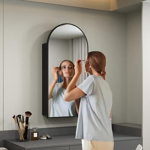 Generic MIRRORED MEDICINE CABINET Arched Medicine Cabinets With Mirror Black, Metal Framed Medicine Cabinet Wall Mounted thumb #6