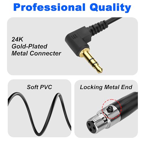 Câble mini XLR vers 3.5mm mâle coudé à 90 degrés pour casque audio de 0.5m - 3