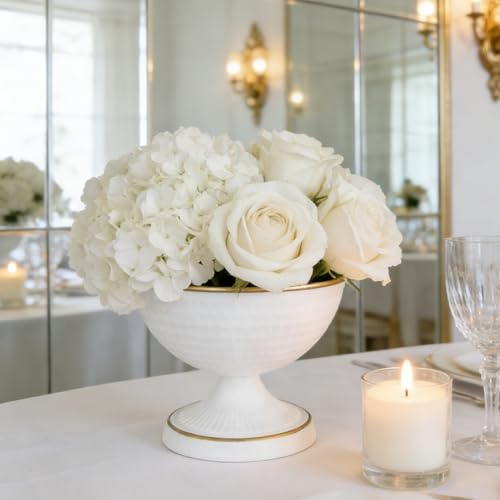 White Vases for Wedding Centerpieces, Set of 10 Metal Vase Small Table Centerpiece Flower Stands Wedding Arrangement for Weddings Reception Home Floral Decor Anniversary by ASHELYULLA - Used condition - Image 7