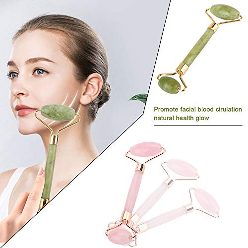 Deciniee Jade Roller, Jade Gezicht Roller met Gua Sha 6-delige Set Rozenkwarts Gua Sha Stone Facial Roller Massage… - Image 3