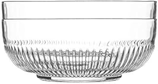 Argon Tableware 2 Piece Large Campana Glass Serving Bowls Set - Vintage Clear Kitchen Mixing Snack Bowl Dishes - 23cm