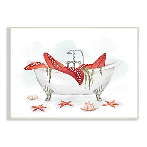 Image of Stupell Industries Large Red Starfish Ocean Inspired Claw Bath Tub