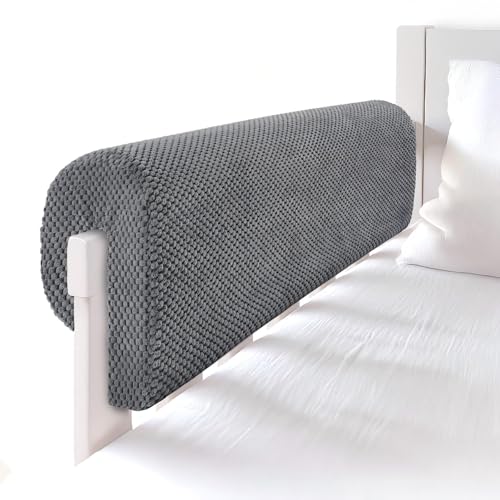 Smashier Toddlers Bed Rail Bumpers Protector Childrens Bed Guardrail Padding Soft Cushioned Barrier Increased Height Easy to Install Washable Cover Fits Floor Bunk & Loft 2.3 Ft Gray