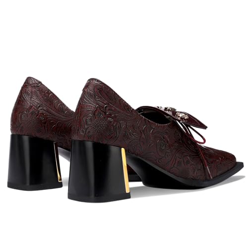 Image of Loafers for Women Patent Leather Buckle Square Toe Chunky Block Dress Slip On Wide Casual Comfortable Dressy High Heels Ladies Comfort Moccasins Elegantes 2 Inch Shoes