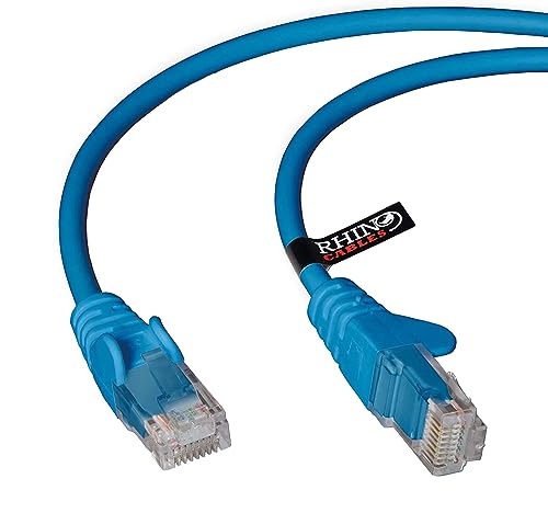 rhinocables CAT5e High-Speed Ethernet Patch Network Cable for LAN — Snagless Cable with RJ45 Connector Lead — Ideal for Internet, Router, Modem, Smart TV, PC & Laptop (20m, Blue)