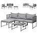 SVITA Detroit Gartenmöbel Set Polyrattan Lounge Modular Ecksofa Chaiselongue Tisch Flexibel als 3 Sitzer oder Sessel 2 Sitzer Inklusive Kissen Grau