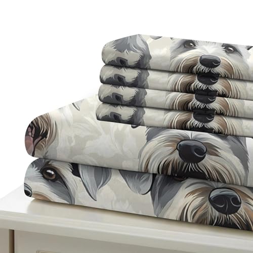 Parure de lit 135x200 Schnauzer housse couette microfibre effet 3D