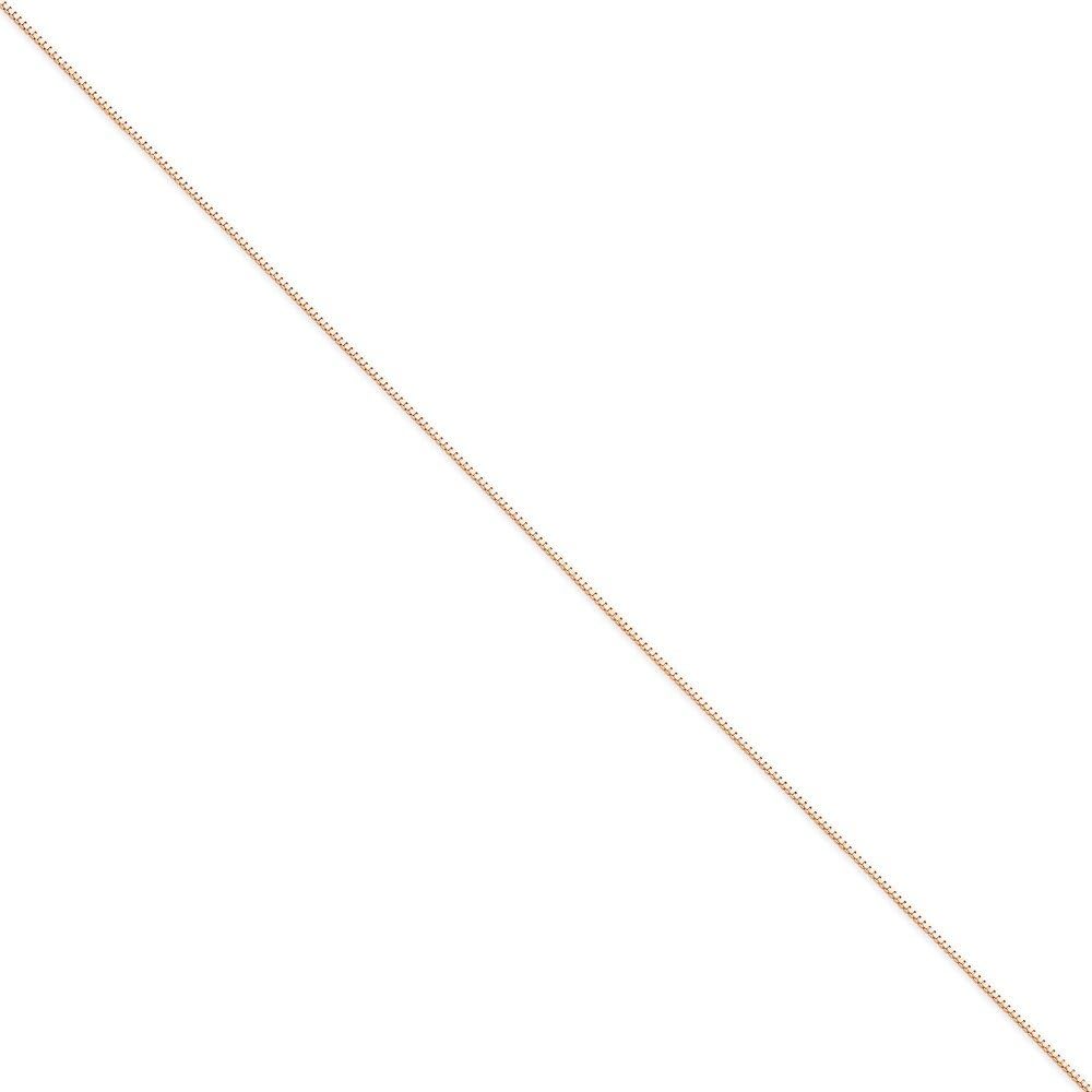 Real 14kt Rose Gold .9mm Box Link Chain; 10 inch; Lobster Clasp